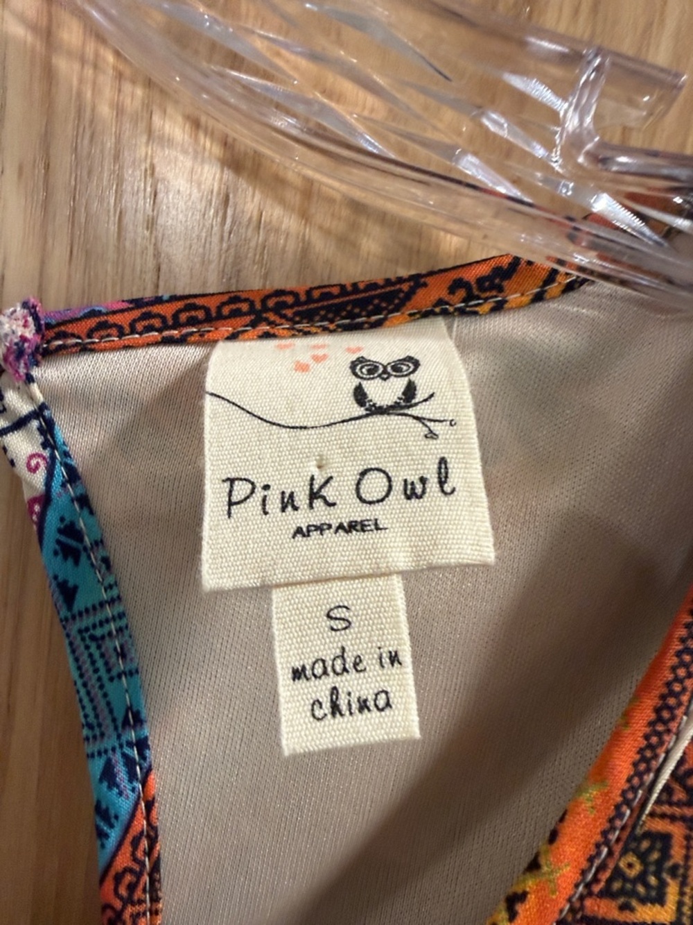 Pink Owl Multicolor Geometric Cropped Sleeve Boho Festival Mini Dress Size S - Picture 4 of 10